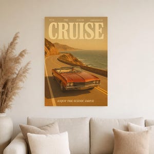 Cartel retro de crucero | Impresión de arte de pared vintage de los años 70 | Impresión de revista estética ? Regalo de decoración retro de imagen 5