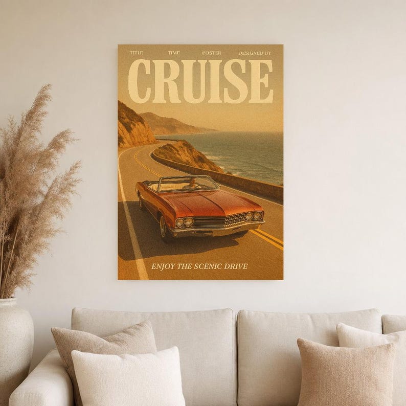 Cartel retro de crucero | Impresión de arte de pared vintage de los años 70 | Impresión de revista estética ? Regalo de decoración retro de imagen 5