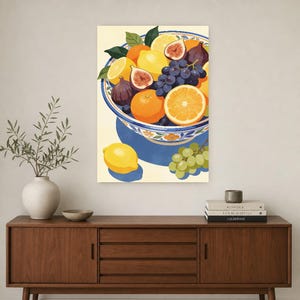 Mediterranean Fruit Bowl Kitchen Print | Dolce Vita Italian Wall Art Print | Dining Room Summer Decor image 3