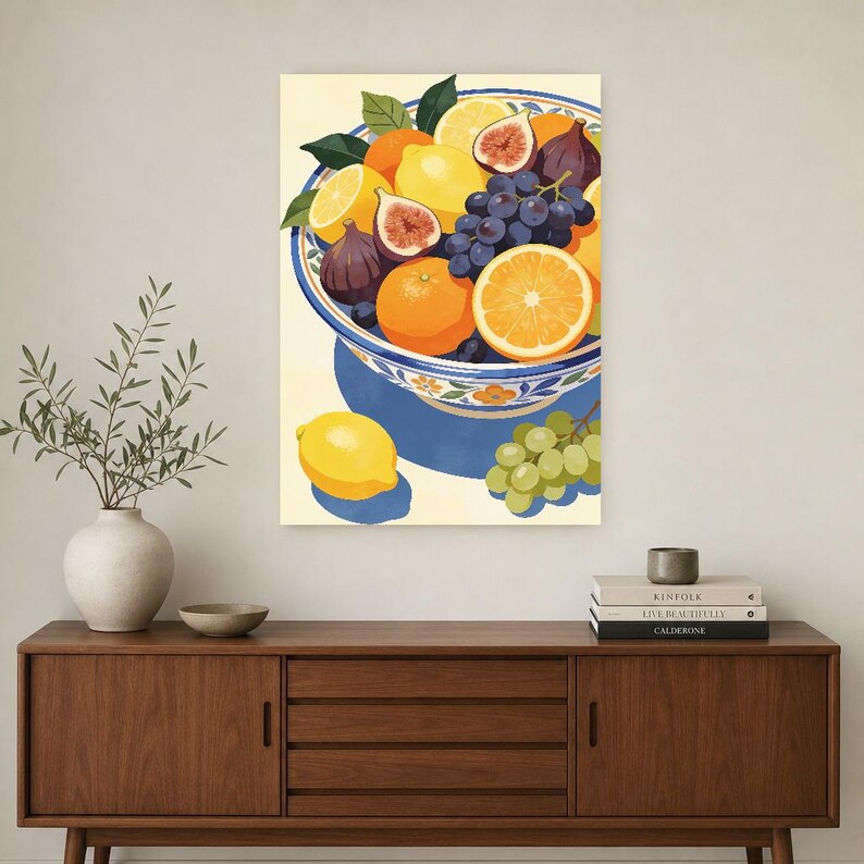 Mediterranean Fruit Bowl Kitchen Print | Dolce Vita Italian Wall Art Print | Dining Room Summer Decor image 3