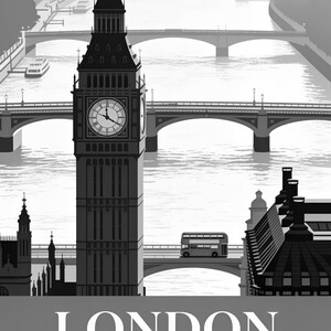 London Vintage Travel Poster | Retro England City Art Print | Housewarming Gift Wall Decor image 17