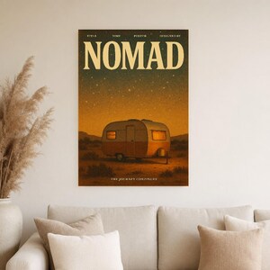 Nomad Retro Poster | Vintage 70s Wall Art Print | Aesthetic Magazine Print | Mid Century Retro Decor Gift image 2