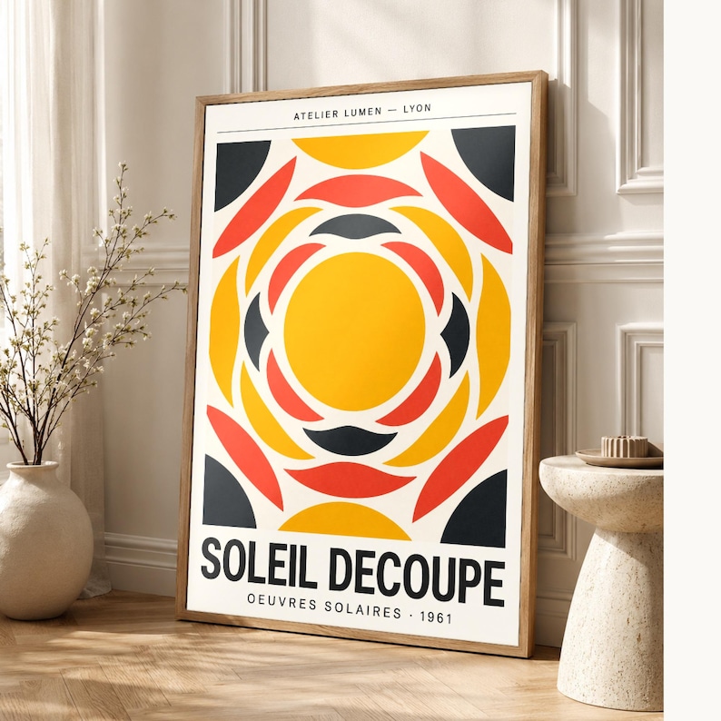 Póster abstracto de exposición solar, impresión artística de pared | Impresión de papel cortado de mediados de siglo ? Póster de la galería imagen 1