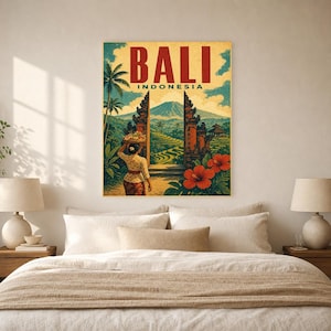 Bali Travel Poster | Vintage Rice Terraces Print | Indonesia Wall Art | Printed & Shipped image 6