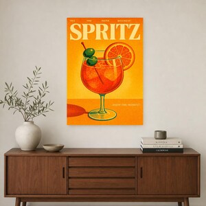 Spritz Retro Poster | Vintage 70er Jahre Wandkunstdruck | Ästhetischer Magazindruck | Mid-Century-Retro-Dekor-Geschenk Bild 3