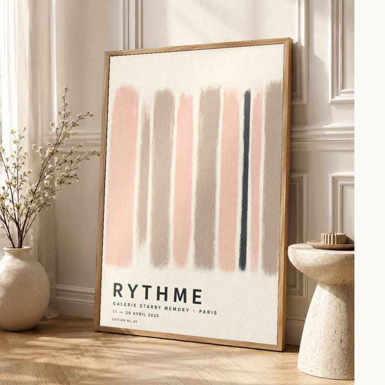 Rytm | Abstrakcyjna sztuka ścienna | Nowoczesny plakat galeryjny | Minimalistyczny wydruk | Wydruk i wysyłka zdjęcie 1