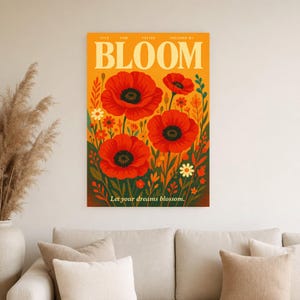 Bloom Retro Poster | Vintage 70s Wall Art Print | Aesthetic Magazine Print | Mid Century Retro Decor Gift image 2