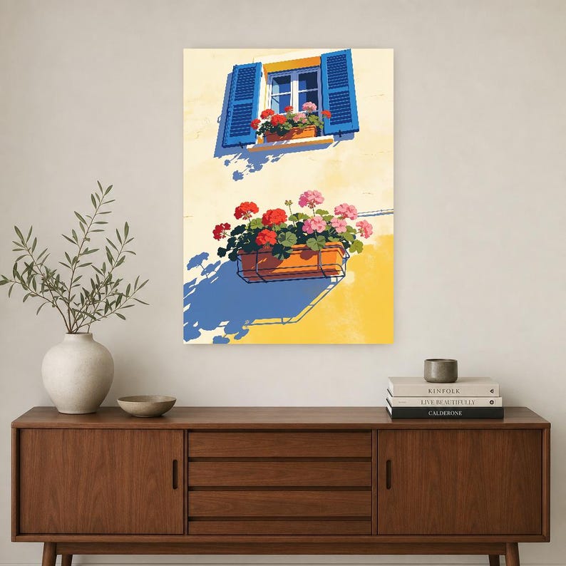 Mediterraner Fenster-Küchendruck | Dolce Vita Italienischer Wandkunstdruck | Esszimmer-Sommerdekoration Bild 3