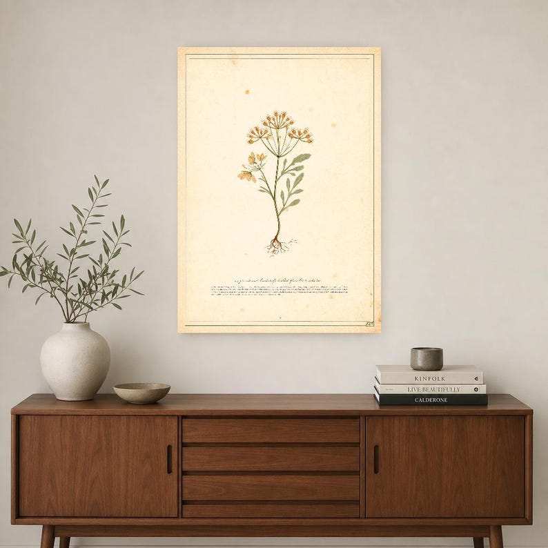 Sepia Vintage Botanical Wall Art | Antique Herbal Engraving Poster | Cottagecore Specimen Print image 2