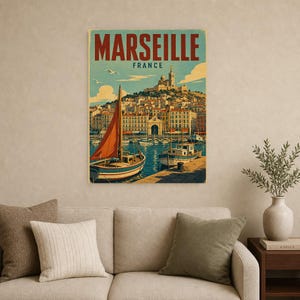 Marseille-Reiseposter | Vintage-Druck des Alten Hafens | Wandbild aus Frankreich | Gedruckt & Versand Bild 9
