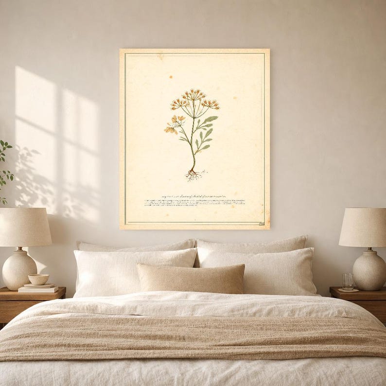 Sepia Vintage Botanical Wall Art | Antique Herbal Engraving Poster | Cottagecore Specimen Print image 6