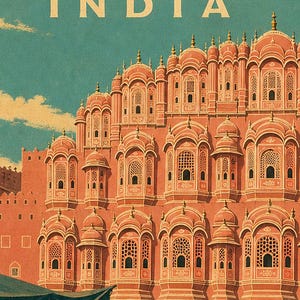 Jaipur Travel Poster | Vintage Pink City Print | Indian Wall Art | Printed & Shipped image 3