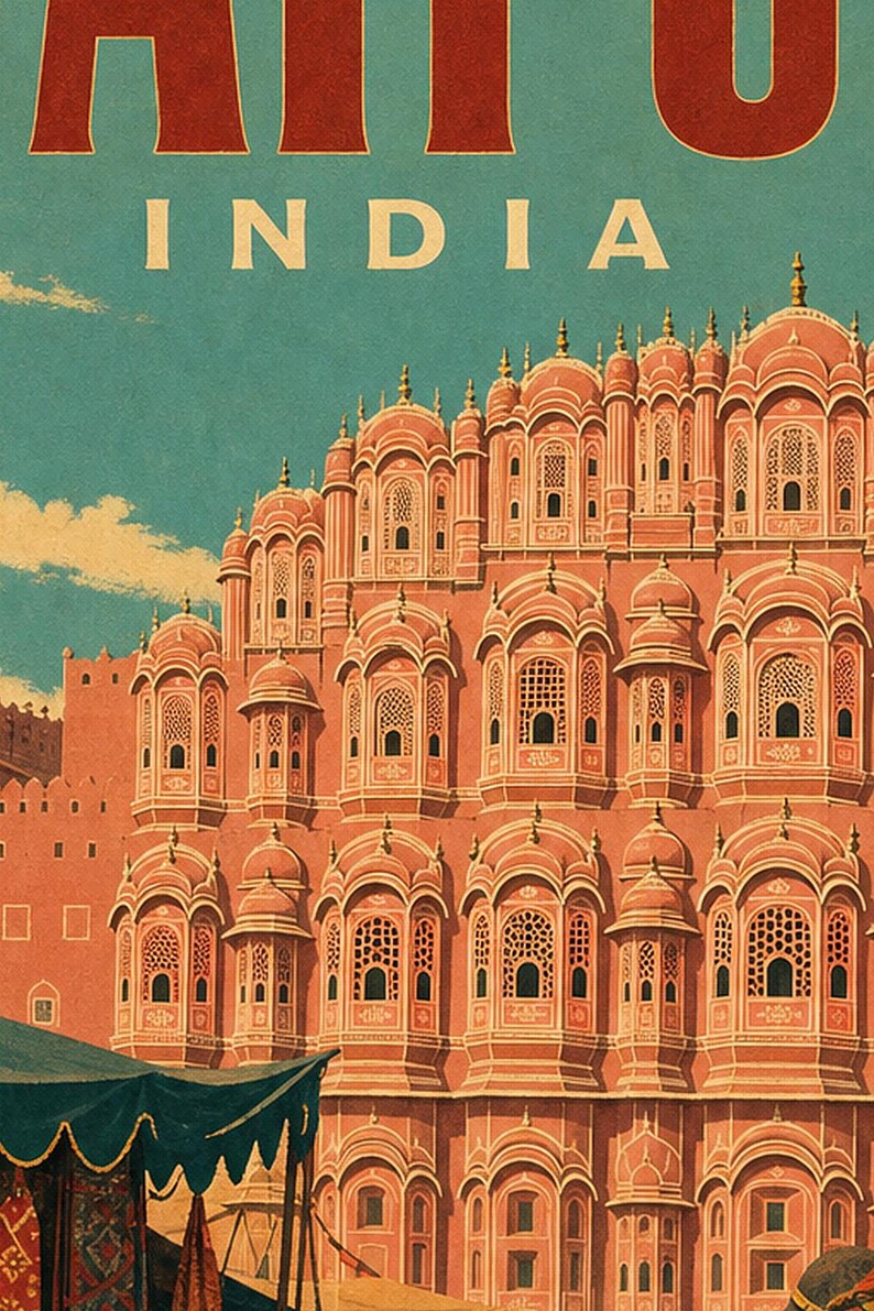 Jaipur Travel Poster | Vintage Pink City Print | Indian Wall Art | Printed & Shipped image 3