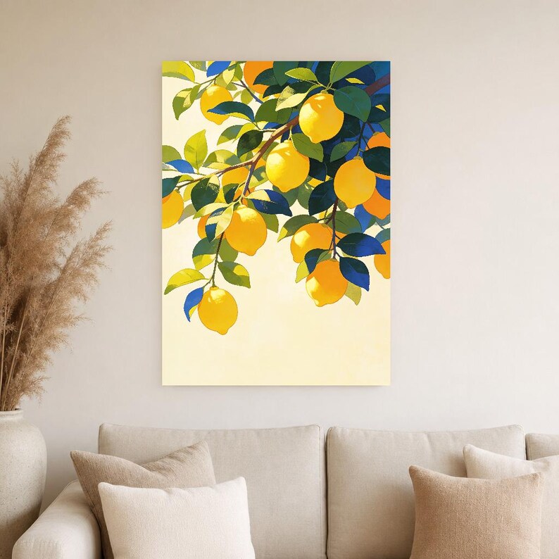 Mediterranean Lemon Kitchen Print | Dolce Vita Italian Wall Art Print | Dining Room Summer Decor image 2