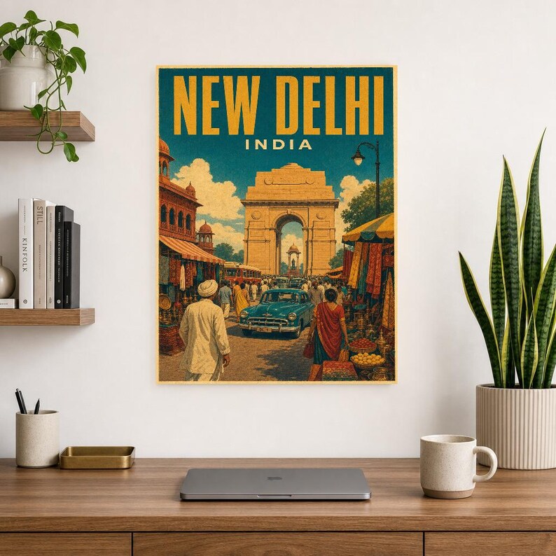 New Delhi Travel Poster | Vintage India Gate Print | Indian Wall Art | Printed & Shipped image 8