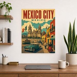 Mexico City Travel Poster | Vintage Cathedral Print | Mexico Wall Art | Printed & Shipped image 8