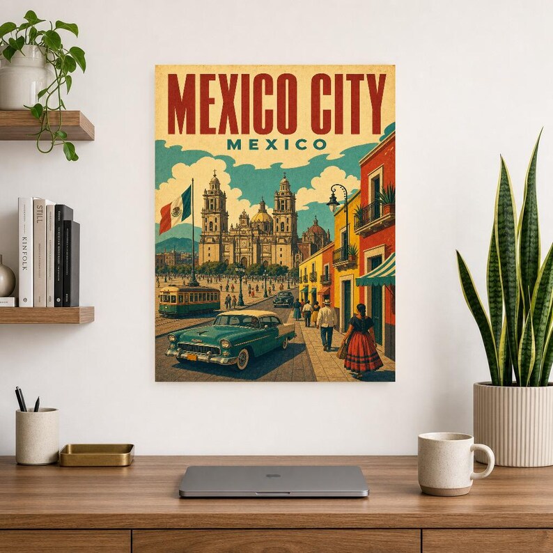Mexico City Travel Poster | Vintage Cathedral Print | Mexico Wall Art | Printed & Shipped image 8