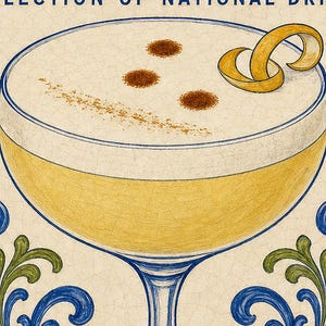 Pisco Sour Cocktail Tile Wall Art Print | Peru National Drink Poster | Azulejo Bar Cart Print | Maiolica Kitchen Decor image 3