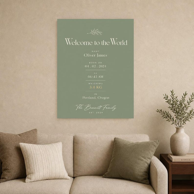 Welcome to the World Baby Wall Art Print | Personalized Birth Stats Print | New Baby Nursery Poster | Custom Birth Announcement Gift image 9