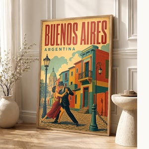 Buenos Aires Travel Poster | Vintage Caminito Print | Argentina Wall Art | Printed & Shipped image 1