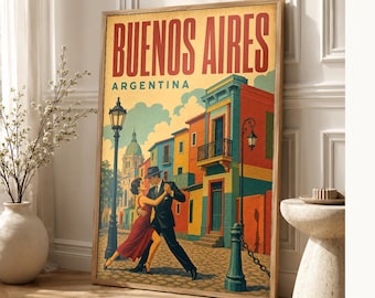 Buenos Aires Travel Poster | Vintage Caminito Print | Argentina Wall Art | Printed & Shipped