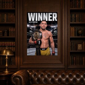 Alex Pereira Champion Poster | UFC Heavyweight Belt MMA Wall Art Print | Fight Night Decor image 5