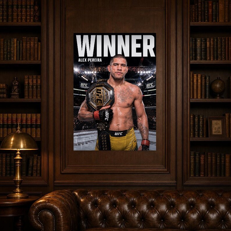Alex Pereira Champion Poster | UFC Heavyweight Belt MMA Wall Art Print | Fight Night Decor image 5