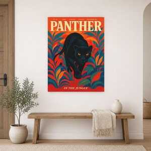Panther Retro Poster | Vintage 70s Wall Art Print | Aesthetic Magazine Print | Mid Century Retro Decor Gift image 14