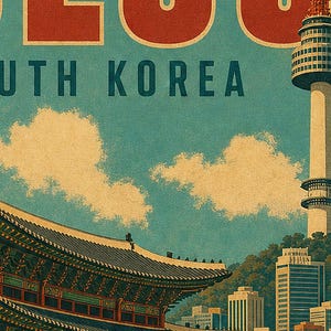 Pôster de viagem de Seul | Impressão vintage de palácio | Arte de parede da Coreia do Sul | Impresso e enviado imagem 3