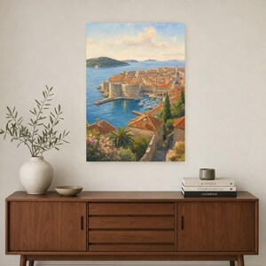 Dubrovnik Travel Poster | Soft Painting Croatia Wall Art | Adriatic Old Town Coastal Print | Printed & Shipped image 2