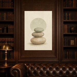 Sage Sand Japandi Wall Art Print | Neutral Gallery Wall Set | Wabi Sabi Stacked Stones Print image 5