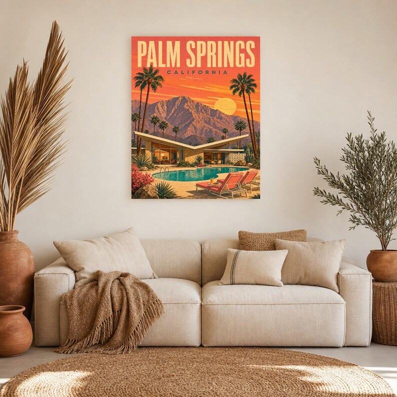 Palm Springs Travel Poster | Vintage 1950s Desert Modern Print | California Wall Art Print | Mid Century City Decor image 6