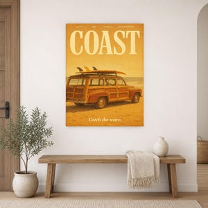 Cartel retro de la costa | Impresión de arte de pared vintage de los años 70 | Impresión de revista estética ? Regalo de decoración retro de imagen 14