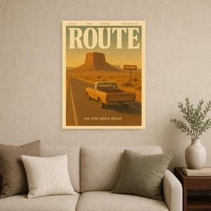 Routeretro-poster | Vintage jaren '70 kunst aan de muur afdrukken | Esthetische tijdschriftafdruk | Halverwege de eeuw retro decor cadeau afbeelding 12