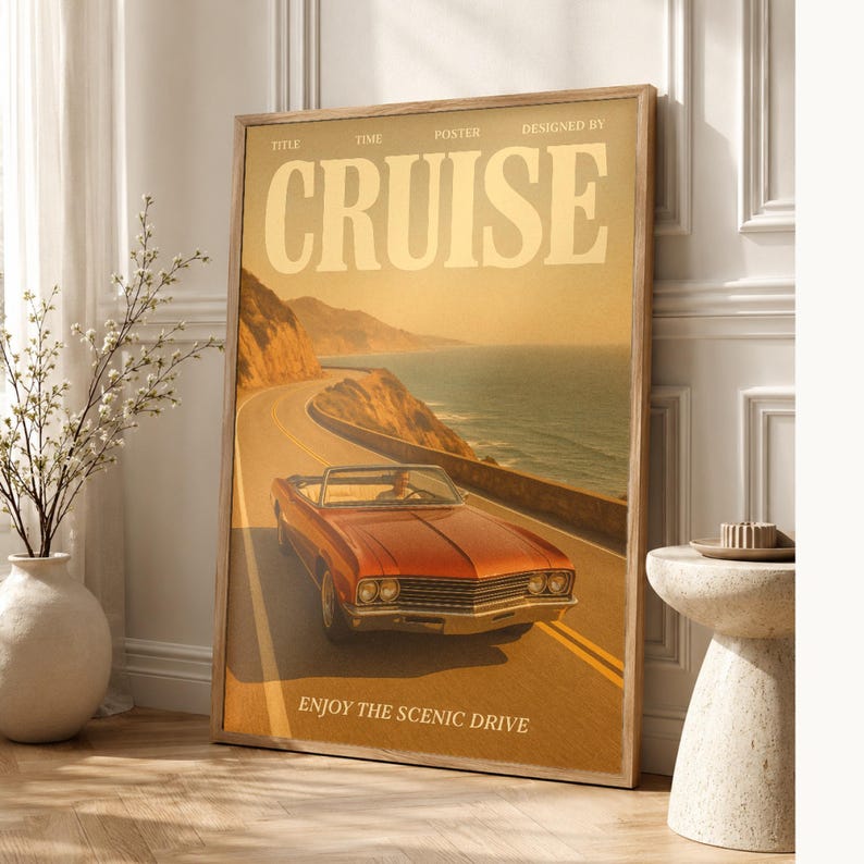 Cartel retro de crucero | Impresión de arte de pared vintage de los años 70 | Impresión de revista estética ? Regalo de decoración retro de imagen 1