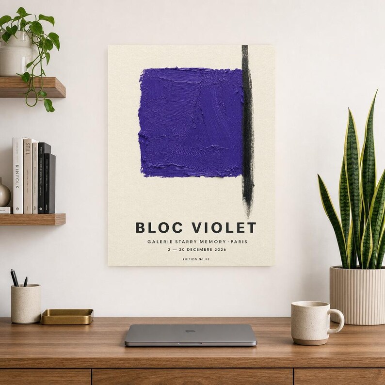 Purple Block | Abstract Wall Art | Modern Gallery Poster | Minimalist Print | Printed & Shipped image 8