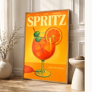 Spritz Retro Poster | Vintage 70er Jahre Wandkunstdruck | Ästhetischer Magazindruck | Mid-Century-Retro-Dekor-Geschenk Bild 1
