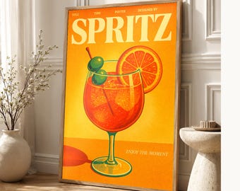 Spritz Retro Poster | Vintage 70s Wall Art Print | Aesthetic Magazine Print | Mid Century Retro Decor Gift