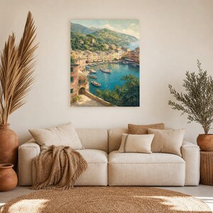 Pôster de viagem de Portofino | Pintura suave para decoração de parede da Itália | Impressão do porto da Riviera Italiana | Impresso e enviado imagem 7