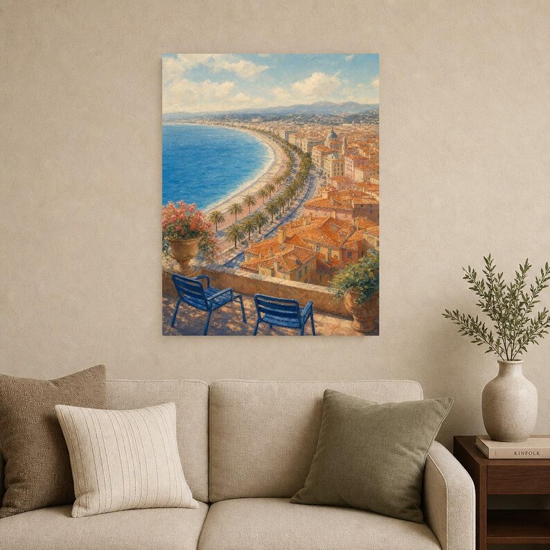 Nice Travel Poster | French Soft Painting Riviera Wall Art | Cote d'Azur Coastal Print | Printed and Shipped image 9