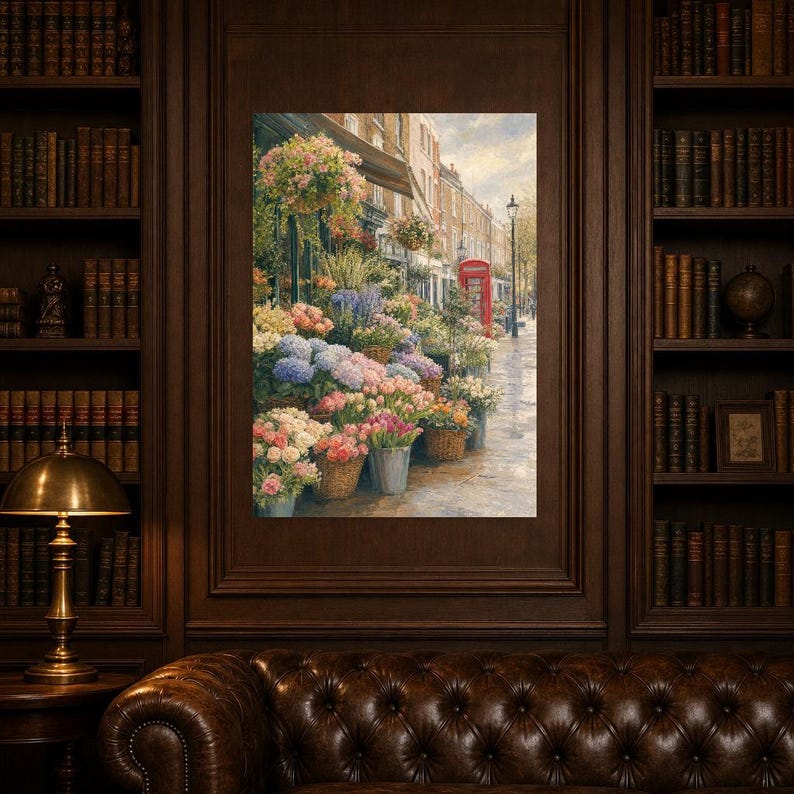 London Flower Market Poster | Soft Painting England Wall Art | Floral Travel Print | Printed & Shipped image 5