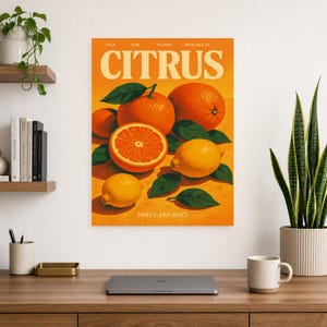Citrus Retro Poster | Vintage 70s Wall Art Print | Aesthetic Magazine Print | Mid Century Retro Decor Gift image 10
