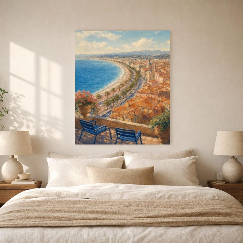 Nice Travel Poster | French Soft Painting Riviera Wall Art | Cote d'Azur Coastal Print | Printed and Shipped image 6