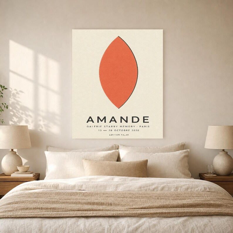 Almendra | Arte abstracto para pared | Póster de galería moderno | Impresión minimalista | Impreso y enviado imagen 6
