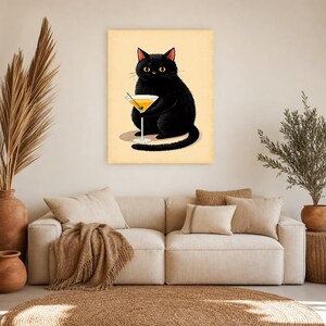 Black Cat Cocktail Wall Art | Funny Martini Bar Cart Poster | Retro Kitchen Bar Print image 6