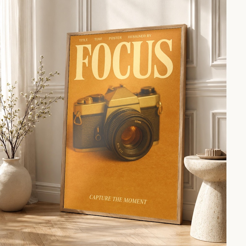 Focus Retro Poster | Vintage 70s Wall Art Print | Aesthetic Magazine Print | Mid Century Retro Decor Gift image 1