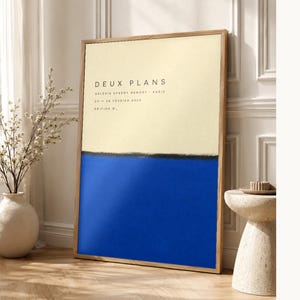 Two Plans | Abstract Wall Art | Modern Gallery Poster | Cobalt and Black Minimalist Print | Printed & Shipped image 1