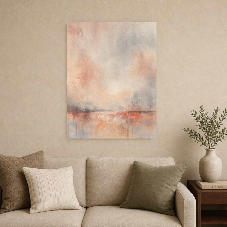 Dusty Rose Abstract Wall Art Print | Terracotta Color Field Print | Clay Pink Watercolor Poster | Boho Minimalist Living Room Decor image 9