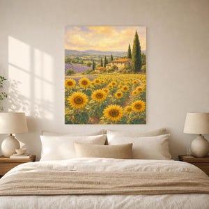 Provence Sunflowers Poster | Soft Painting France Wall Art | Sunflower Field Landscape Print | Printed & Shipped image 6