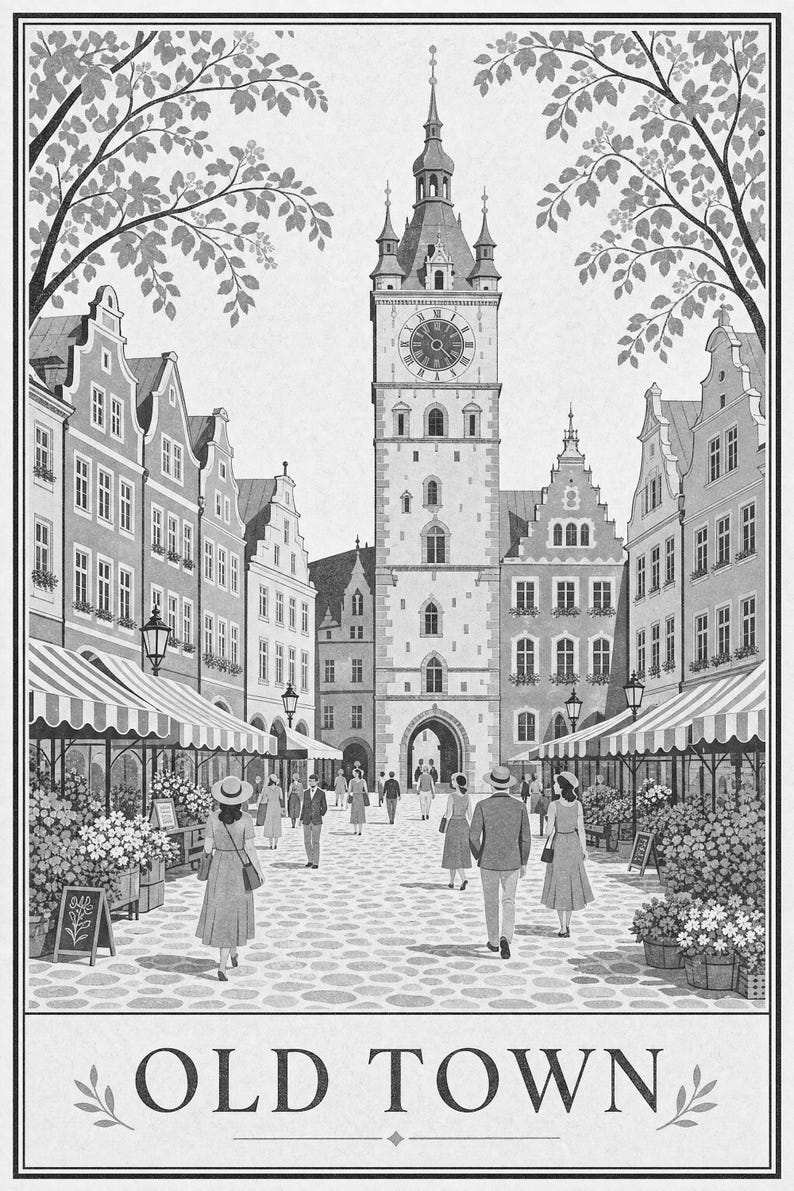 Cream Vintage Travel Wall Art Set | European City Poster | Gallery Wall Print image 10